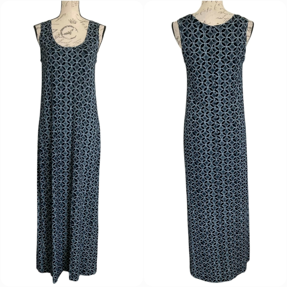 Fresh Produce Sleeveless Maxi Tank Dress S Geometric casual Summer dark romantic
